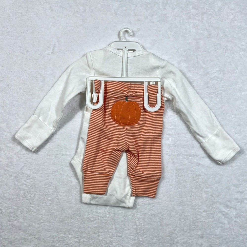 Carters Just One You Newborn Pumpkin Bodysuit and Pants Set 1T195310 White - Picture 3 of 7